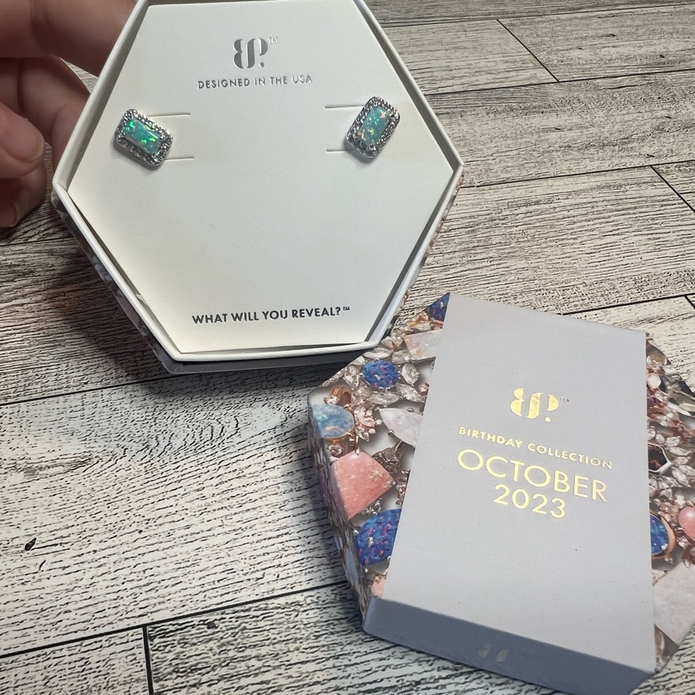 October 2023 birthday collection green fire opal studs